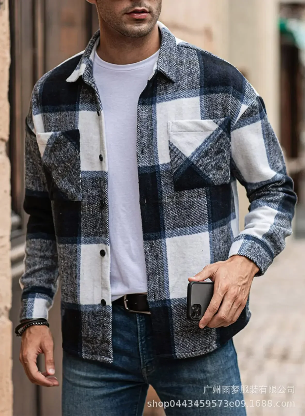 

Men's Flannel Shirts Casual Button Down Plaid Shirt Jacket Long Sleeve Fleece Shacket with Pockets