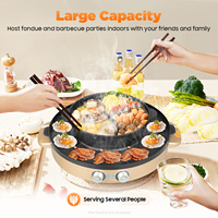 2200W 2-in-1 Electric Hot Pot Grill Double Separate Compartments Non-Stick for Home Party Dining