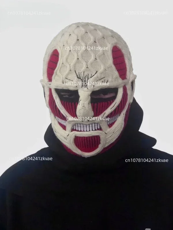 Attack On Titan Mask popular Ski  Riding face mask  mens caps handmade fall winter warm beanies  face   hats for men