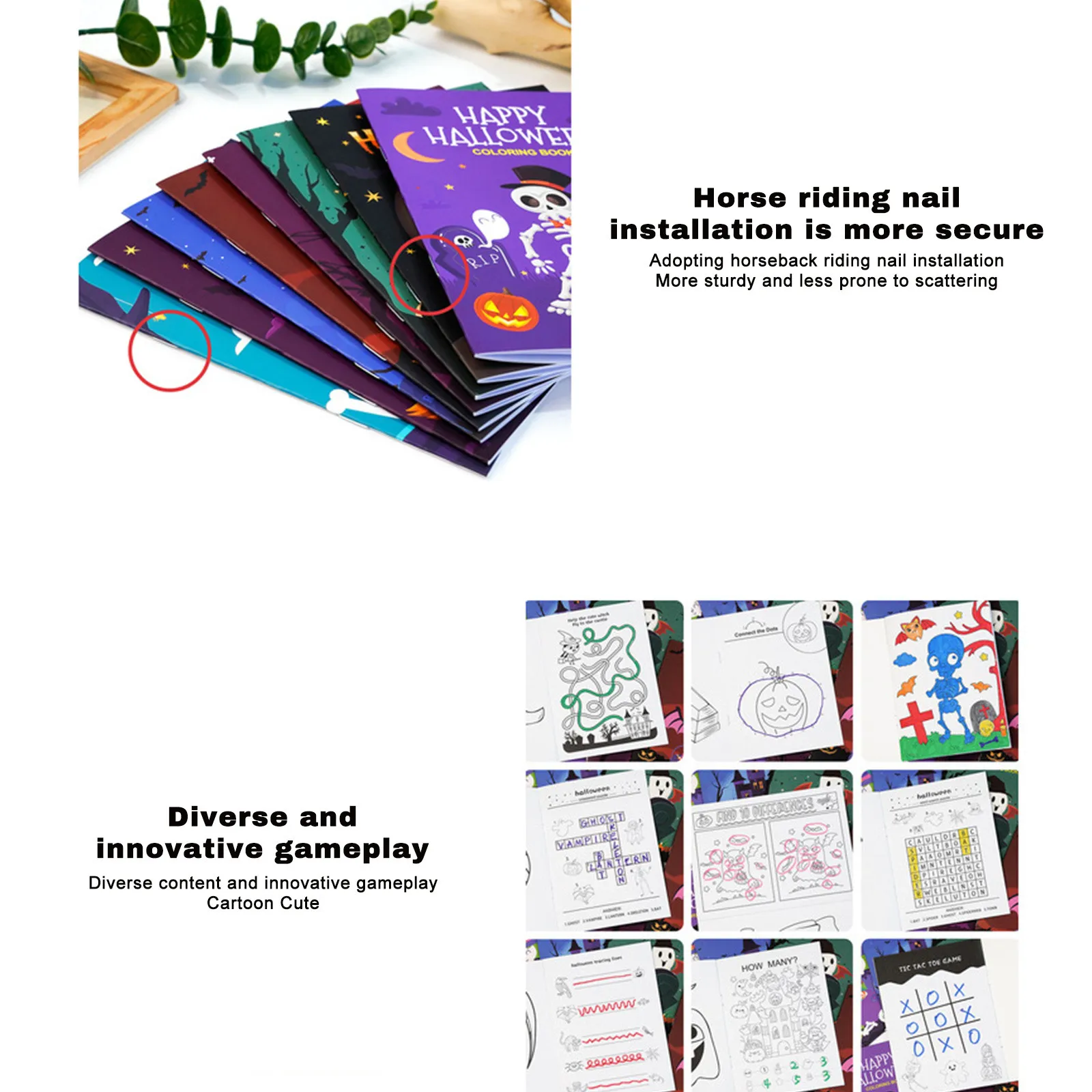 6 قطع من كتاب تلوين الهالوين المرسوم يدويًا، أفضل هدية للأطفال، زينة حفلات الهالوين، عناصر ذات الصلة، هدايا الحفلات #3