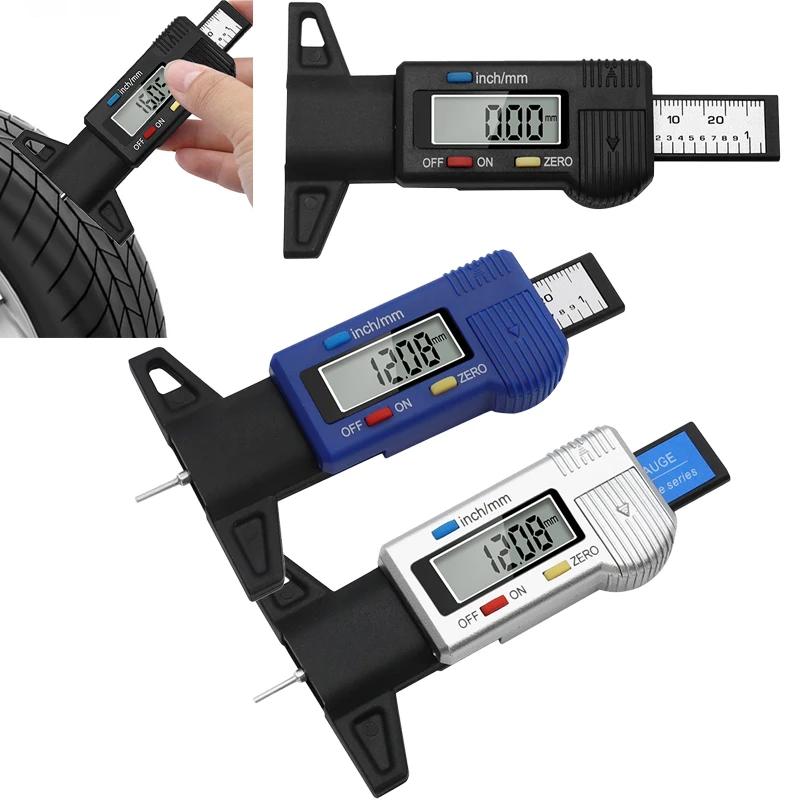 

LCD Digital CarTyre Tire Tread Depth Gauge Tire Monitoring System Stainless Steel Caliper Depth Gauge Inspection Measurer Tools