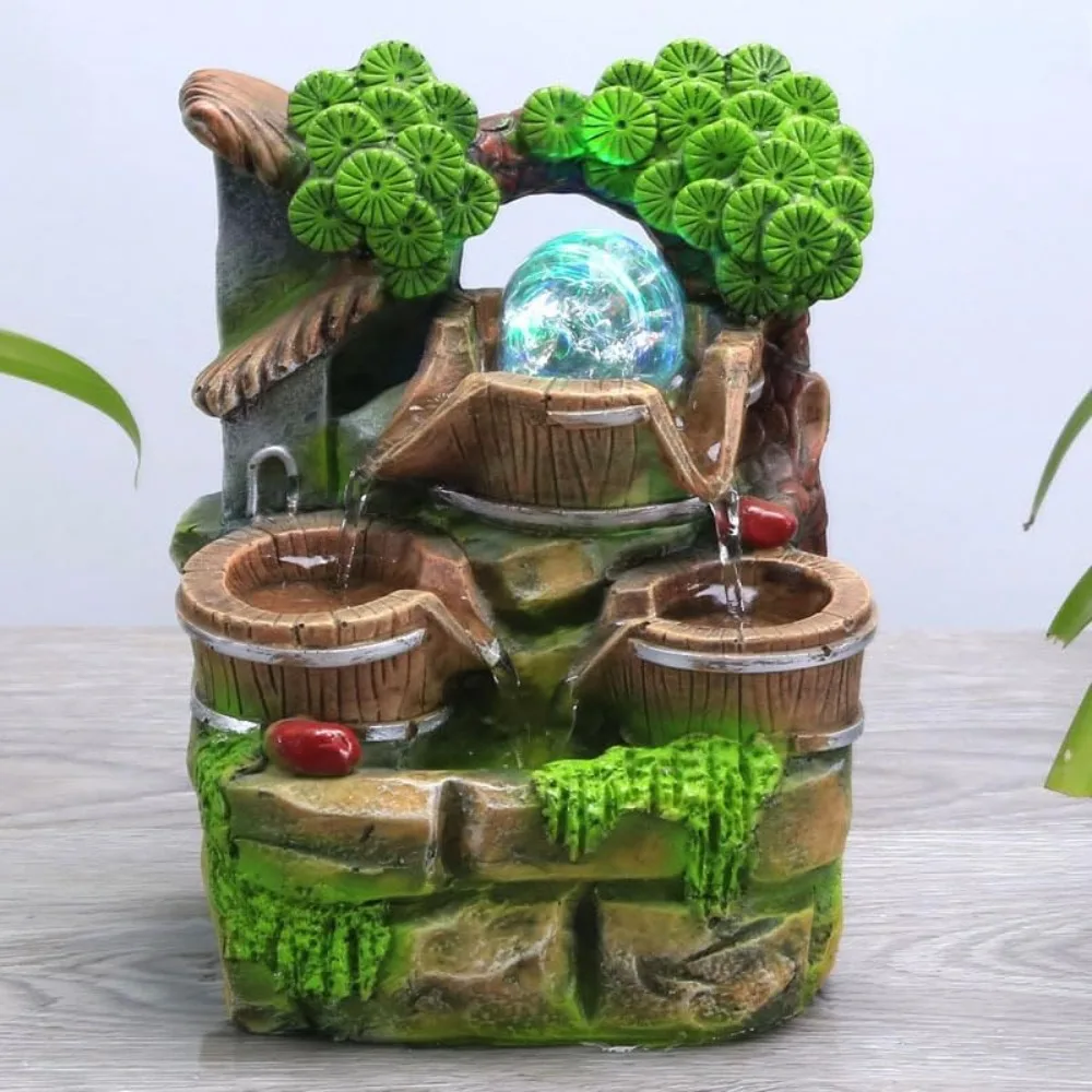 Auspicious elephant tree, rockery, flowing water fountain, mini small fish tank, desk, micro landscape ornaments, ornaments