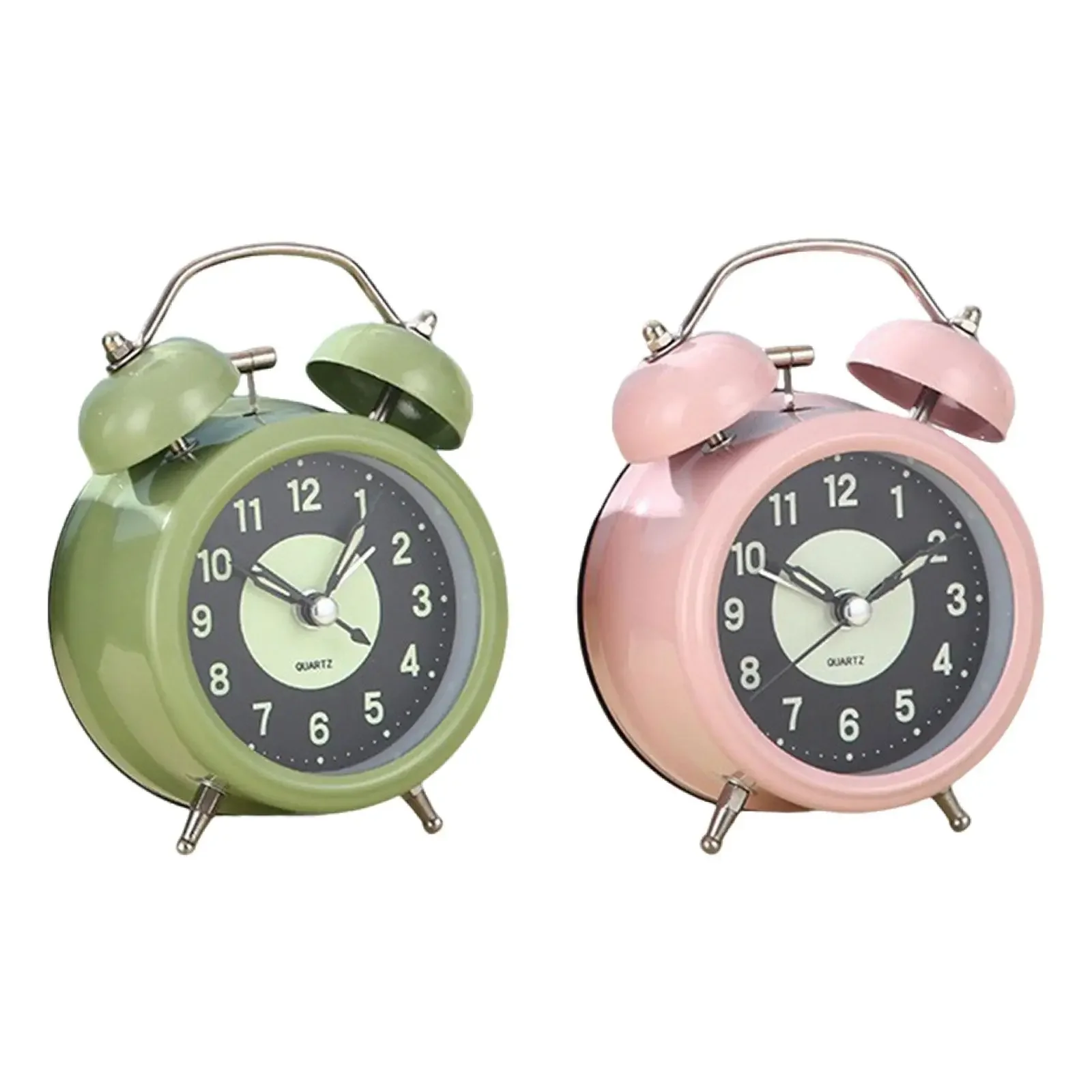 Analog Alarm Clock Silent Small Clock Vintage Design Quiet Loud Alarm Twin Bell