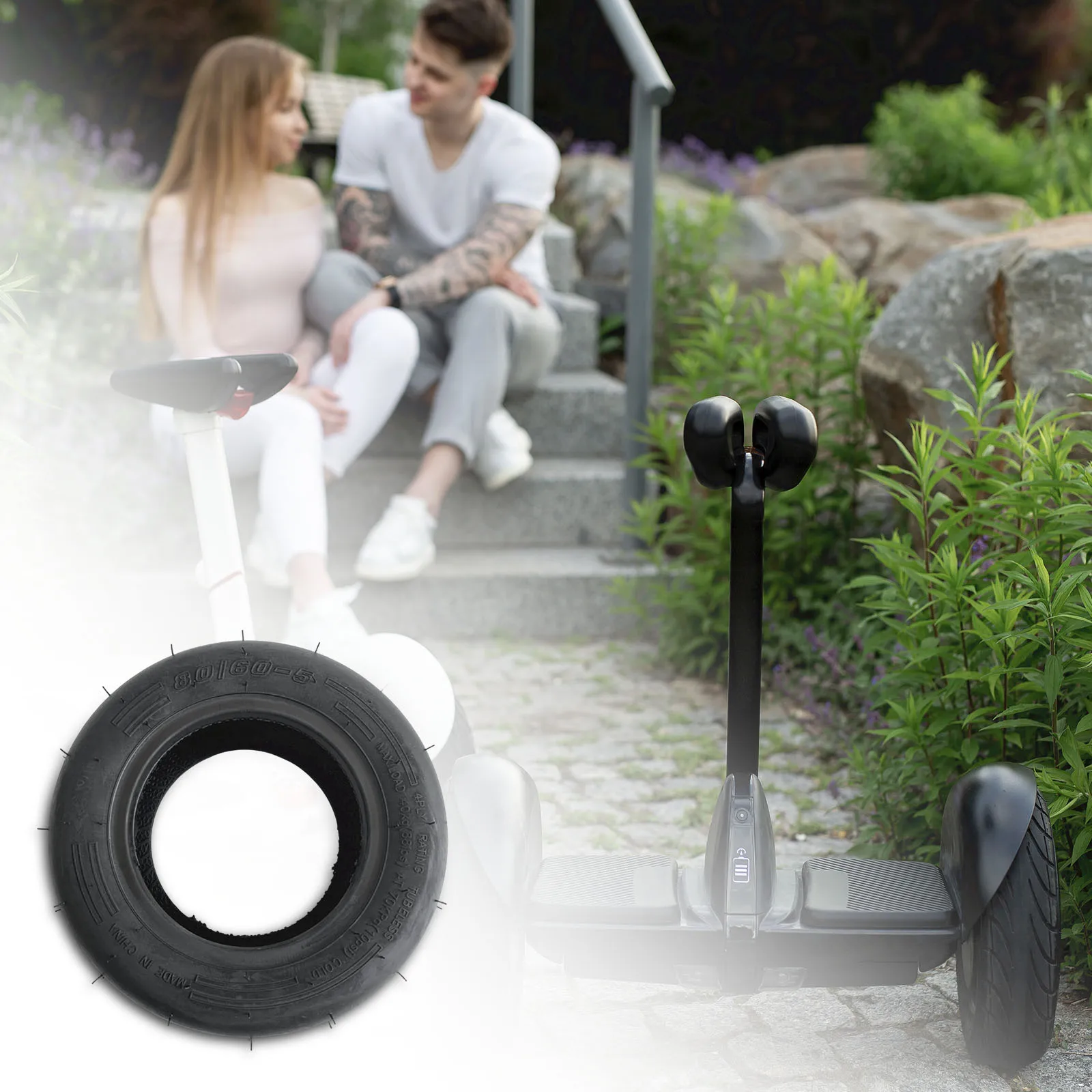 80/60-5 Tubeless Vacuum Tire Affordable 90 Psi Vacuum Tubeless Smooth Tire for 5-Inch Wheels Go-Karts Electric Balance Bikes