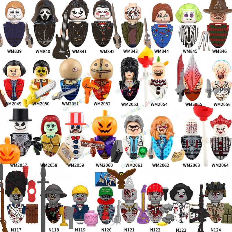 

NEW Halloween Horror Movies Series Clown Building Blocks Figures Accessories MOC Toys For Children Gift N117-124 WM6101 WM6102