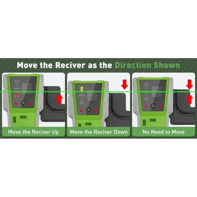 Huepar LR-8RG Digital Green Beam Rotating Level With Receiver Detector LCD Screen