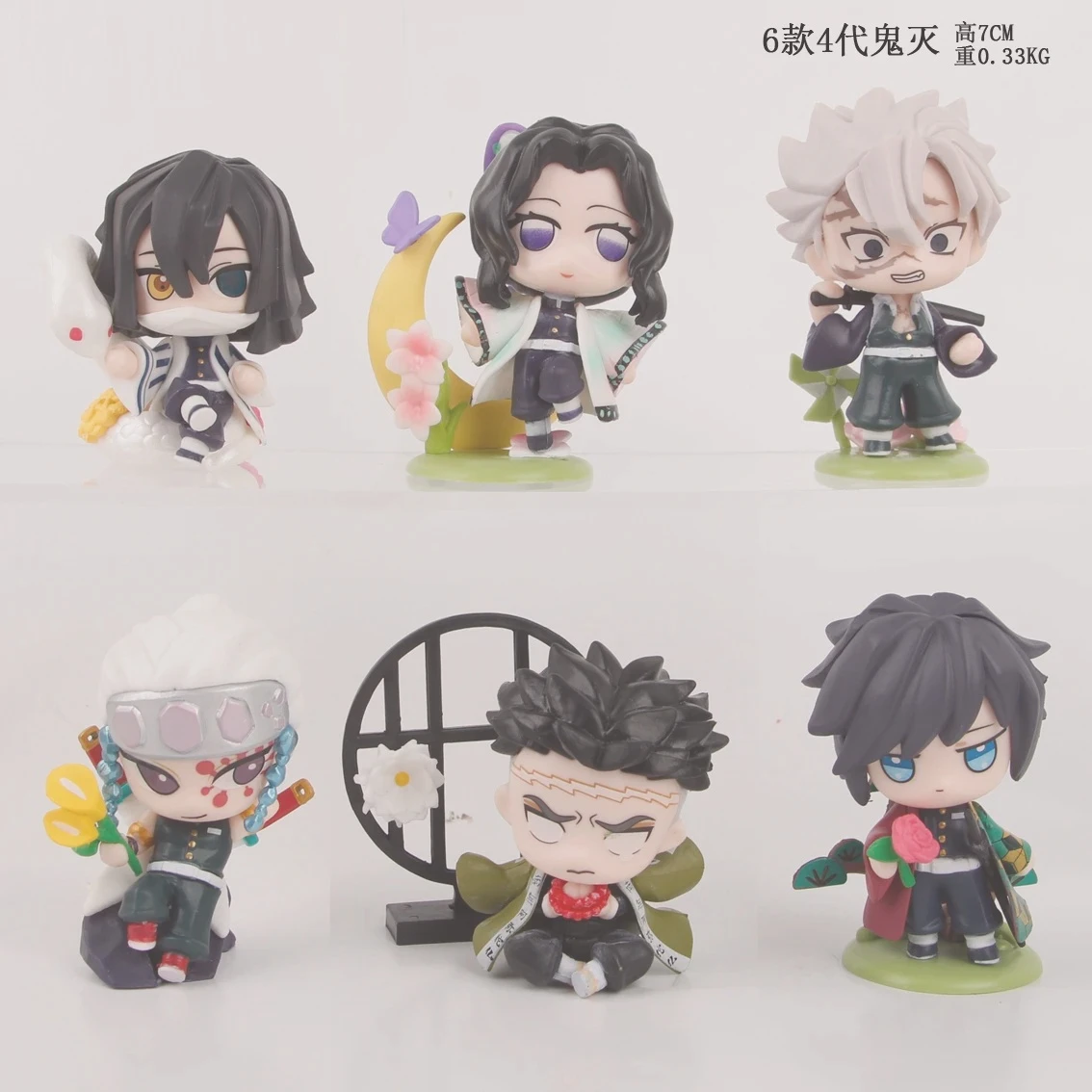 

2025 6 шт./компл. Demon Slayer Sanemi Shinazugawa Shinobu Kochou Obanai Iguro Himejima Gyoumei милый знак фигурки игрушки