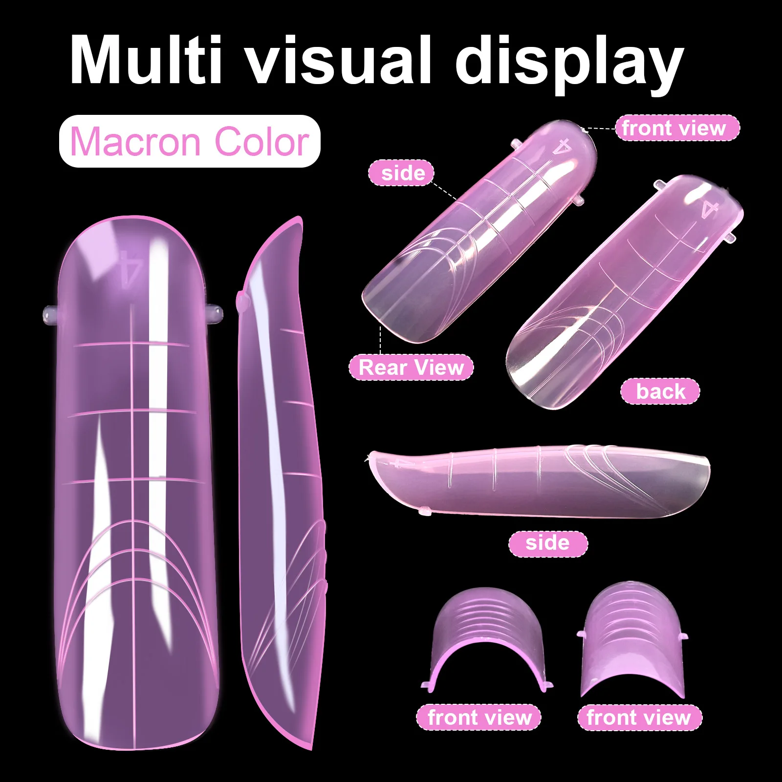 288/144 Stück bunte Dual-Form-Nagelformen, wiederverwendbar, mehrere Nagelformen für Gel-Erweiterungen, Acryl, falsche Nagelspitzen, DIY-Werkzeugset