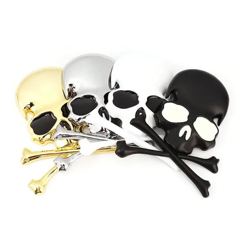 3D Metal Zinc Alloy Skull Skeleton Crossbones Car Motorcycle Sticker Truck Label Emblem Badge Car Styling Decoration Accessories