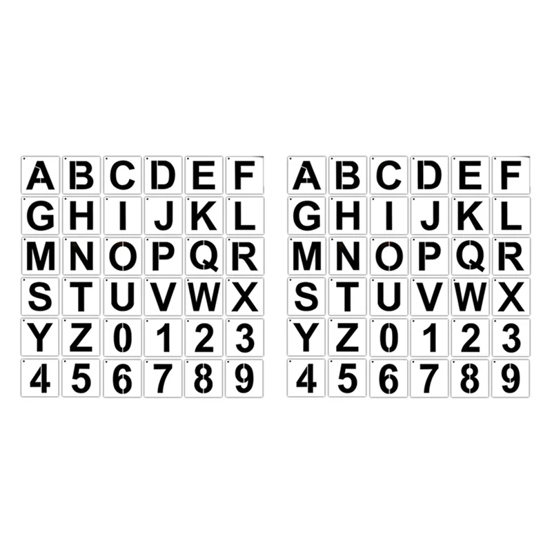 BAAG-Letter Stencils For Painting On Wood 72 Pcs Letter And Number Stencils Reusable Font Templates For Home Craft Decor