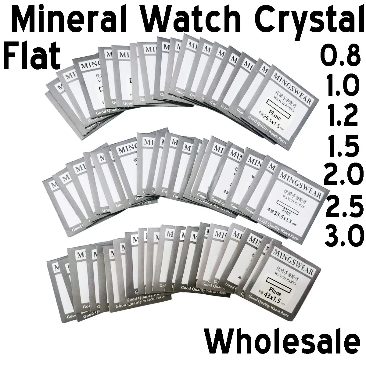 卸売セット-フラットミネラルウォッチクリスタル-08mm～30mm厚-15-45mm丸型腕時計ガラス交換レンズ修理ツールパーツキット