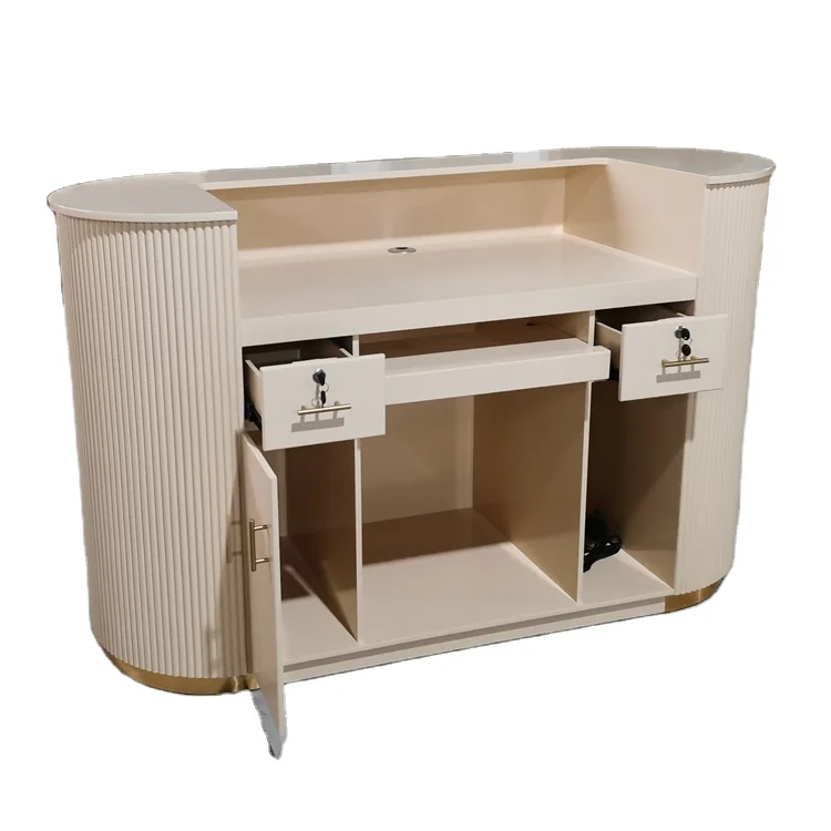 Front desk counter display modern pink white 120cm 100cm