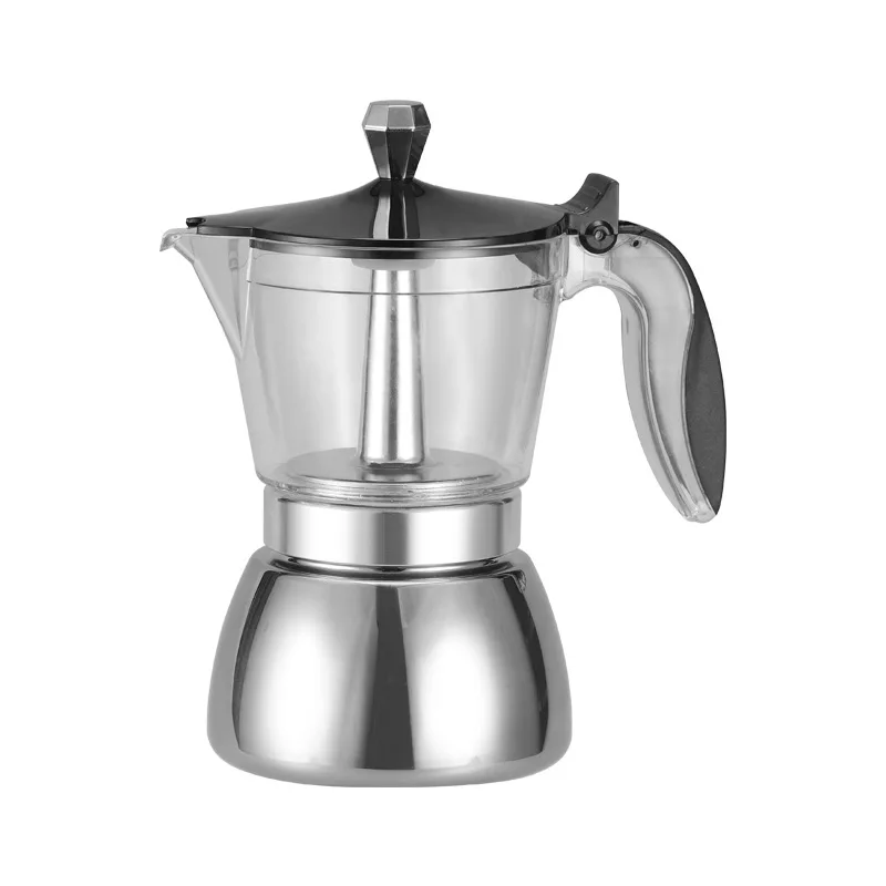 Moka Induction Stovetop Espresso Maker Transparent-top & Stainless Steel Moka Pot for Induction & Electric Stoves - view 2
