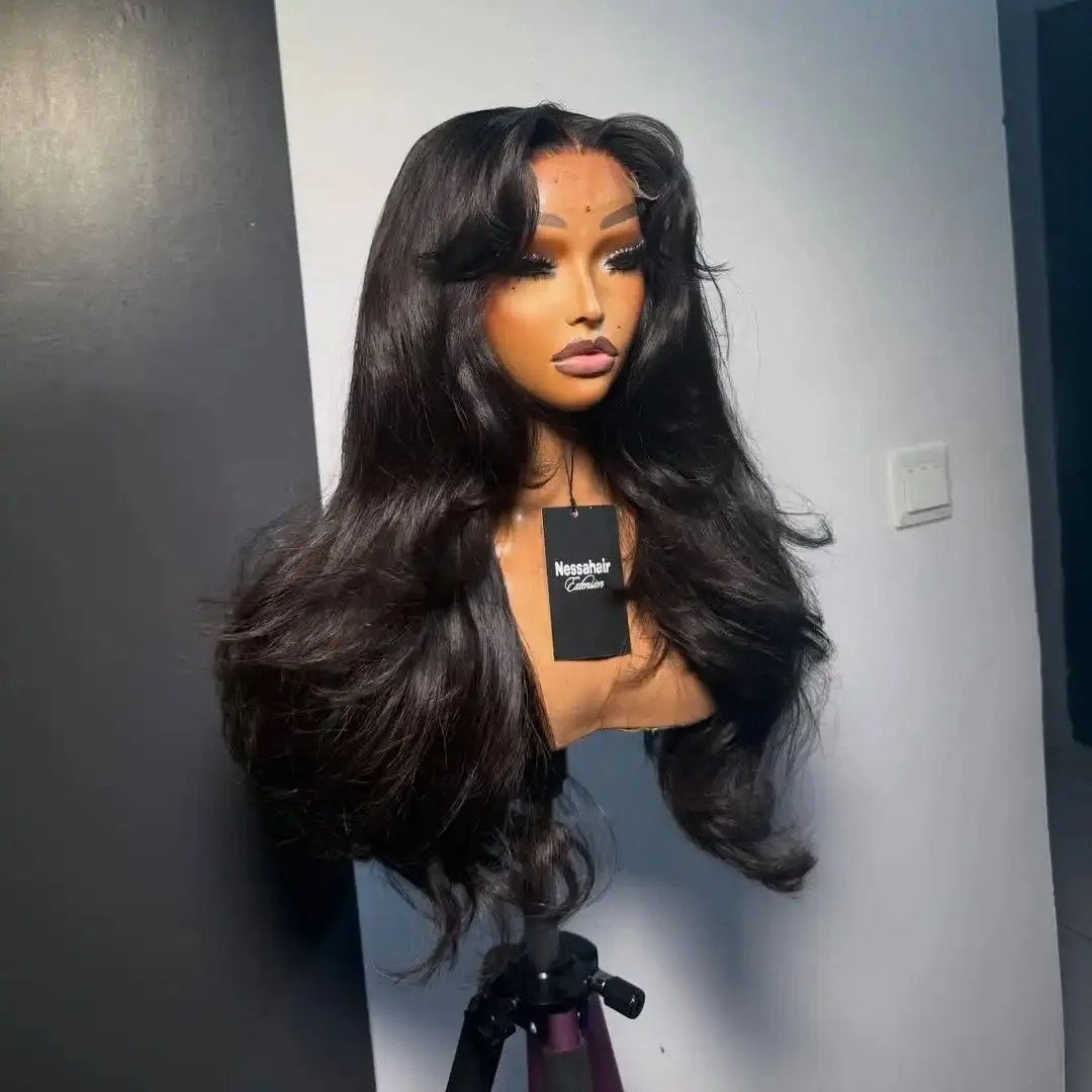 Futura Natrual Black Body Wave Wig13x4 Synthetic Lace Front Wig for Women Heat Resistant Fiber Lace Frontal Wig Pre Plucked hAIR