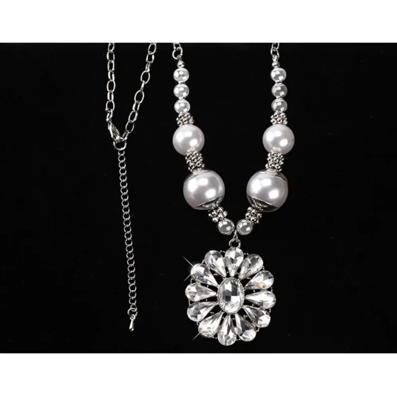 Novo colar longo multifuncional, pingente de cristal feminino, corrente de suéter de flor