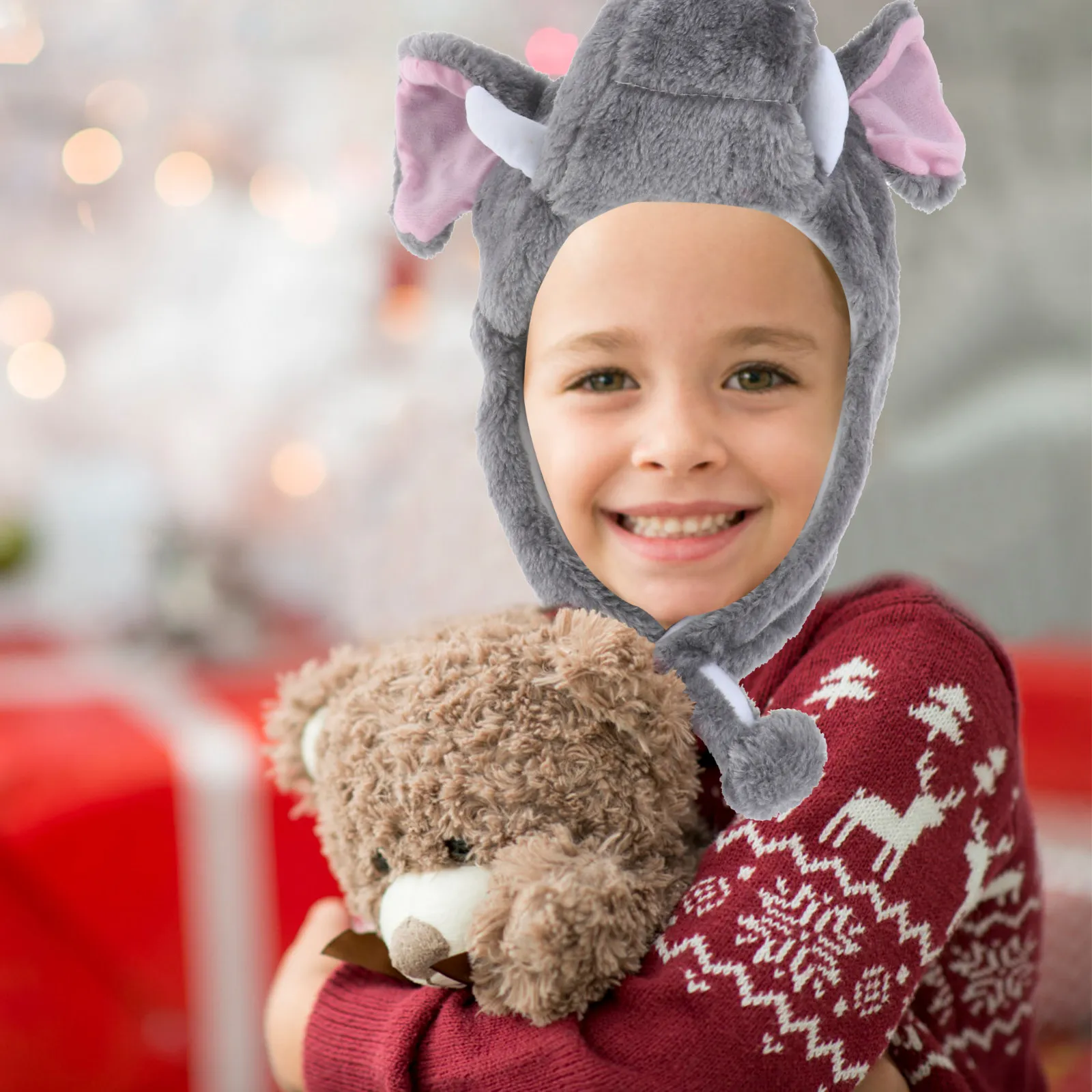 

Забавные шапки с рисунком серого слона, мультяшные шапки с животными для детей, прочные, из нетканого материала, удобные, для косплея