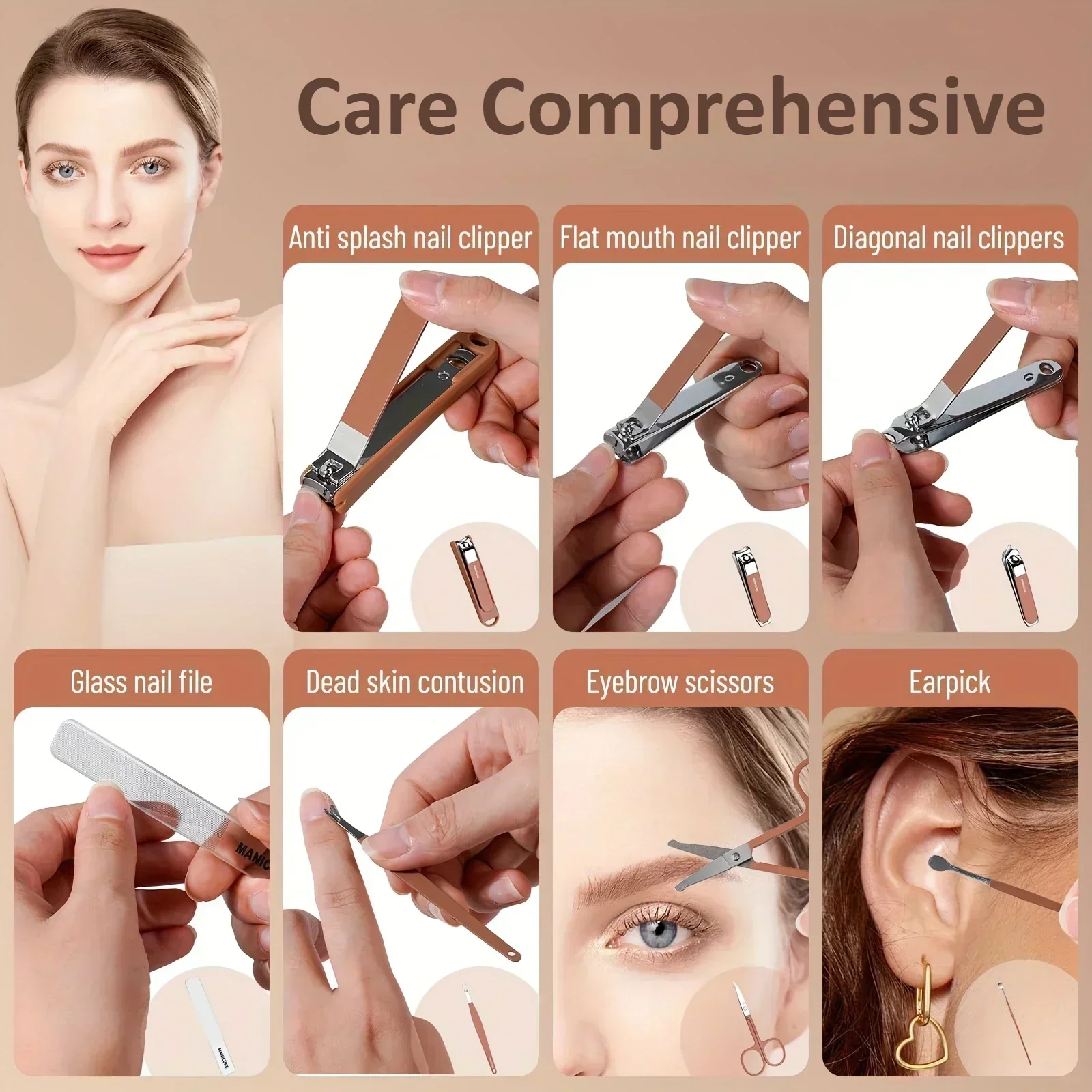 ‌ Kit de manicure de aço inoxidável afiado durável tudo em um conjunto de cortador de unhas portátil ‌