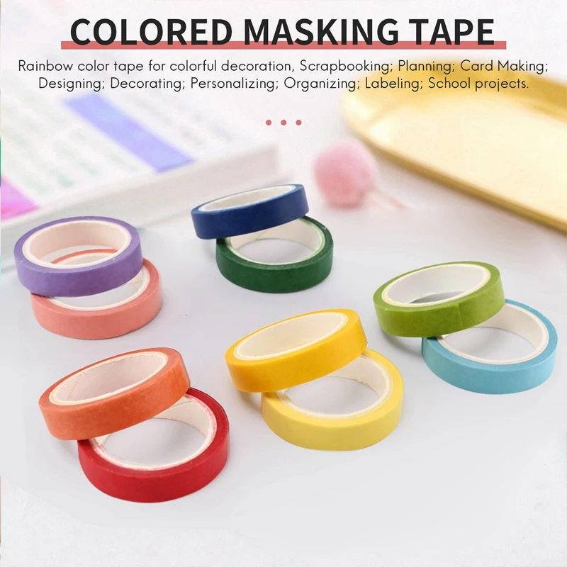 Decorative Washi Tape DIY Rainbow Sticker Masking Paper Set 10 Rolls