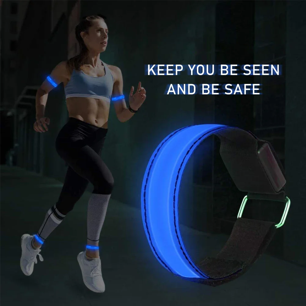 Rechargeable Night LED Luminous Armband Bracelet Outdoor Sports Running Reflective Safety Belt Night Jogging Walking Cycling