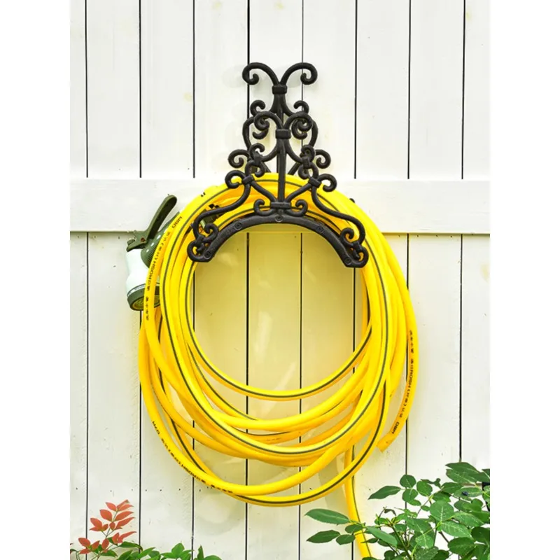 Cast iron hand-painted series water pipe rack, European wall-mounted water pipe storage rack, garden balcony decorative bracket