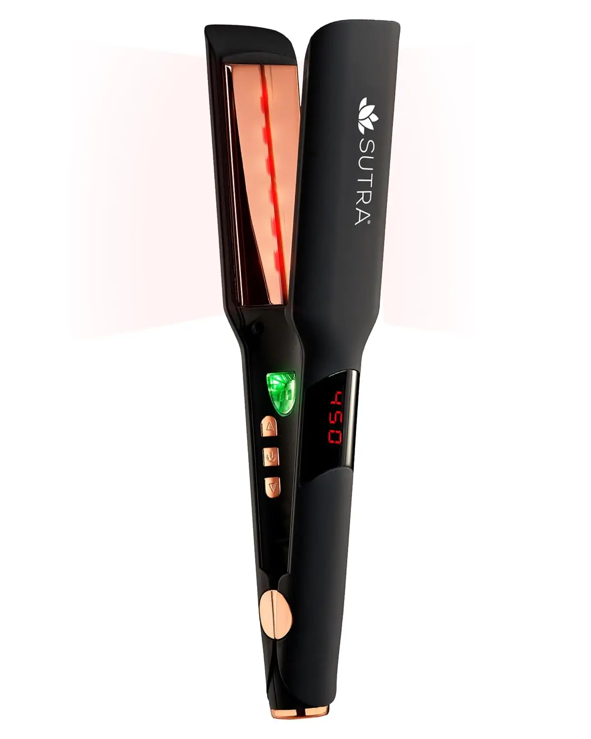 Professional Ionic Infrared Hair Straightener with Adjustable Temperature, Auto Shut-Off & Swivel Cord - Rose Gold Titanium Flat Iron for Straightening