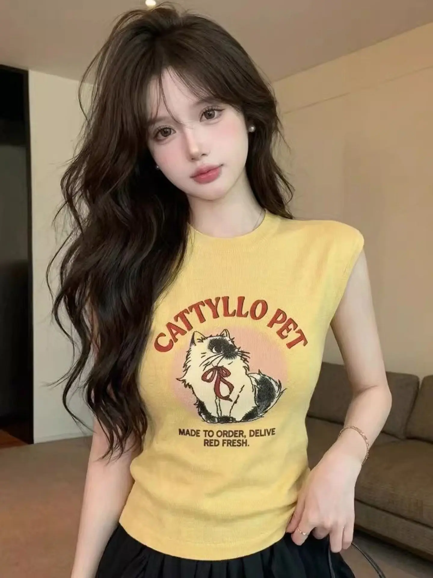 

Slimming Effect Short Sleeve Knitted T-Shirt Korean Style Summer New Arrival Versatile Short Length Fashionable for Women