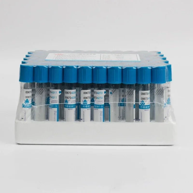 100pcs Blood collection coagulation sodium citrate plastic tube sterile negative pressure vacuum blue cap anticoagulant PRP tube