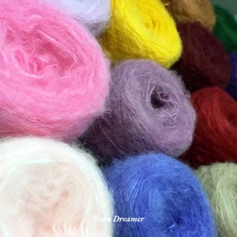 

29 Colors Acrylic Mohair Yarns for Knitting Fluffy Crochet Yarn Fuzzy Crochet Thread Pink Blue Cream Knitting Yarn in bulk