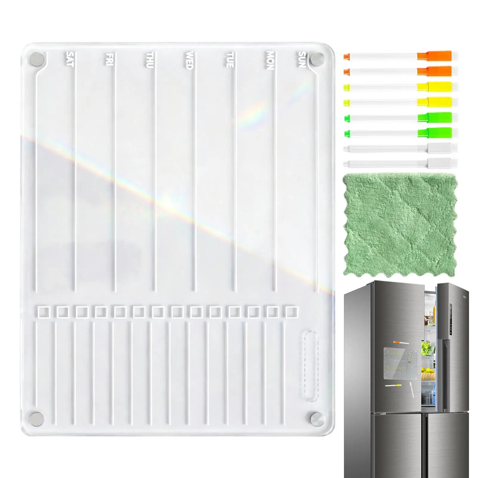 Acrylic Magnetic Fridge Calendar Erasable Weekly Planner Whiteboard Clear Dry Erase Board Calendar for Home Kitchen Apartment