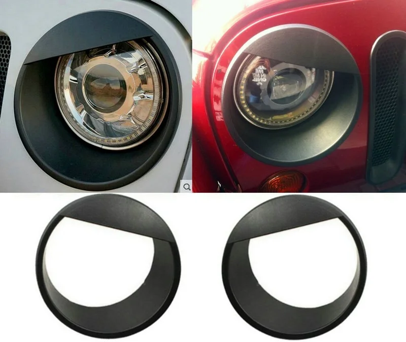 Car accessorie Front Light Headlight Style Trim Cover ABS For Jeep Wrangler JK JKU 2007-2017 Sports, Sahara Freedom