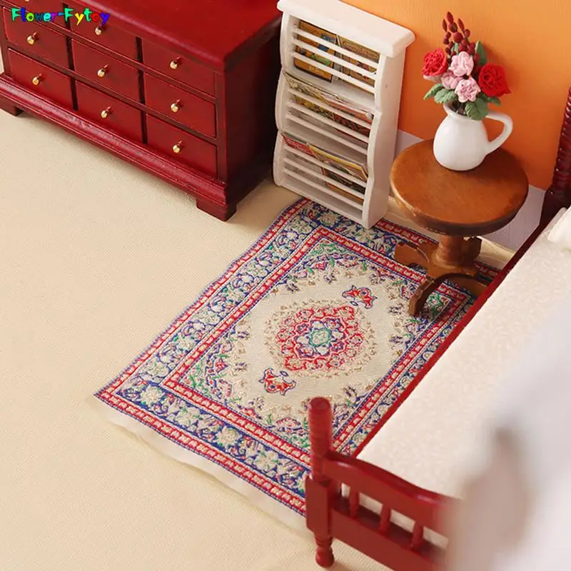 1:12 Dollhouse Miniature Turkish Carpet Floor Mat Floor Rug Cover Model Bedroom Bathroom Living Room Decor Toy