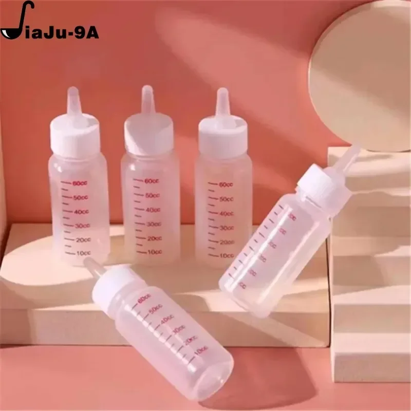 60ml Pet Nursing Milk Bottle Kits Nursing Bottle Mini Nipple Cat Feeding Bottle for Newborn Small Animal Kittens Puppies Rabbits