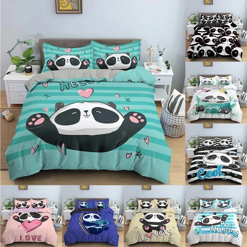 

Lovely Panda Duvet Cover Cute Animals Bedding Set For Bedroom Printed Comforter Quilt Covers USEUAU Single Double Size