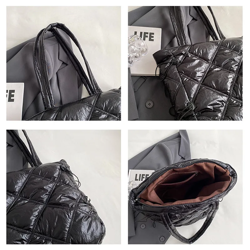 Vento Marea Space gepolsterte Damen Umhängetaschen für den Winter große Kapazität schwarze Handtaschen Designer Nylon Baumwolle warme Tasche fest