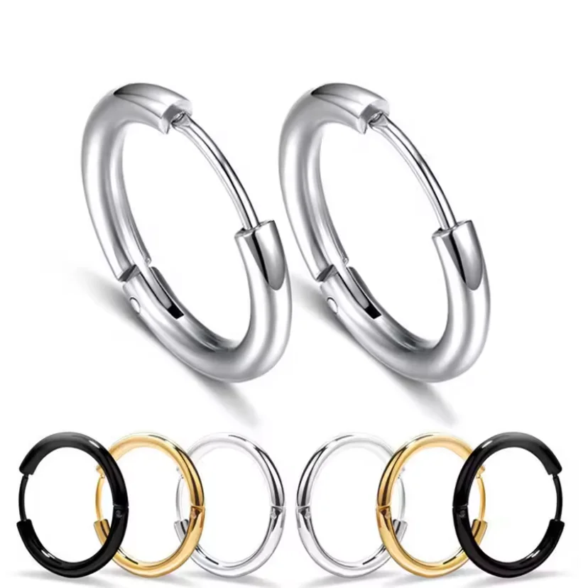 8/10/12/14/16/18/20mm Edelstahl Huggie Creolen für Damen und Herren