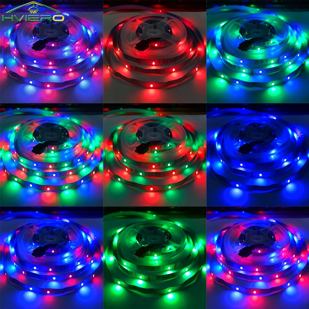 2835 Leds Strip Lights RGB 10M Wall Lamp Neon Flexible Ribbon Stripe 44Key IR Controller Adapter Diode Tape Color TV Backlights