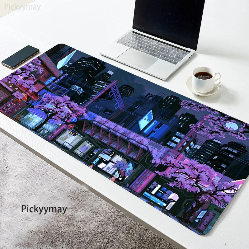 

Mouse Pads Japan Street Pixel Scenery Table Mats Computer Mousepad Company Big Desk Pad 100x50cm Large Gamer Mousepads Mouse Mat