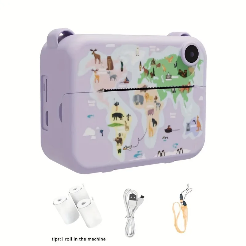 Kids Camera Instant Print, Portable Travel Digital Camera Toys for boys and grils with 720P Video, with 3 Rolls Printing Paper