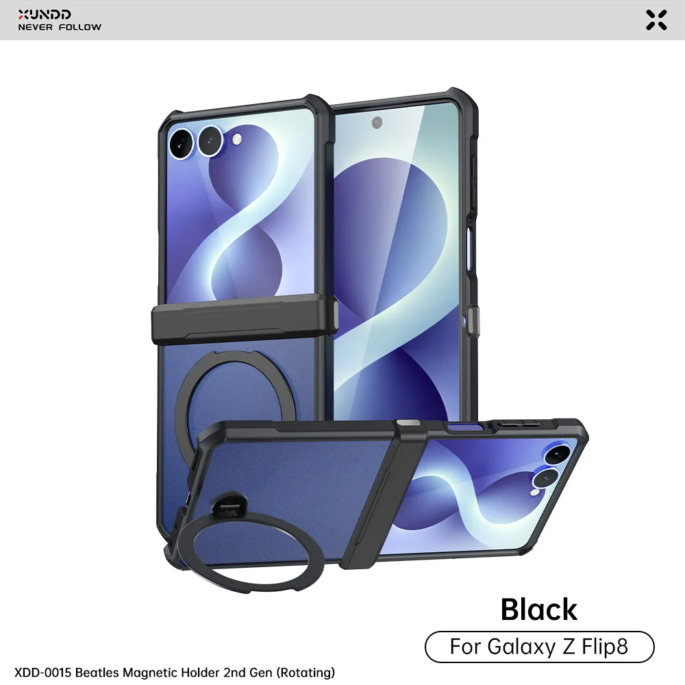 XUNDD Case For Samsung Galaxy Z Flip 8 Magnetic Kickstand Hinge Protection Shockproof Clear PC TPU Anti Drop Phone Cover Funda