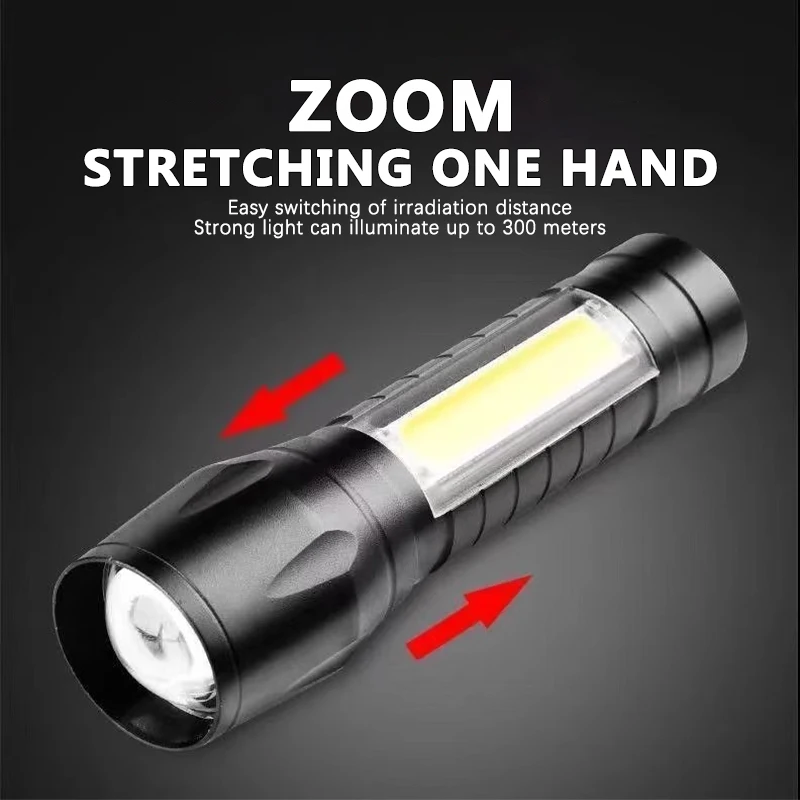 LED Charging Flashlight Portable Mini Flashlight IP65 USB Charging Flashlight  Focus Highpower Mobile Power Camping  Fishing