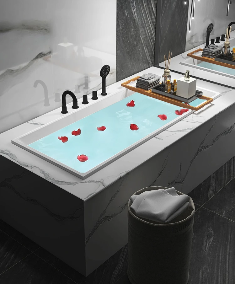 

Embedded thin double rectangular black acrylic small apartment online celebrity 1m-1.7m bathtub.