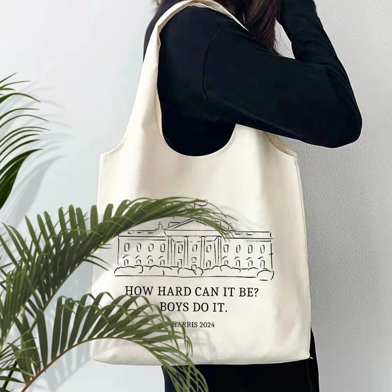 How Hard Can It Be Tote Bag Large Capacity Portable Storage Shoulder Bag Lunch Box Reusable Shopping Bags Kamala Election 2024