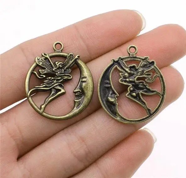 

10pcs 26x30mm Moon Angel Charms Pendants For Jewelry EF3872