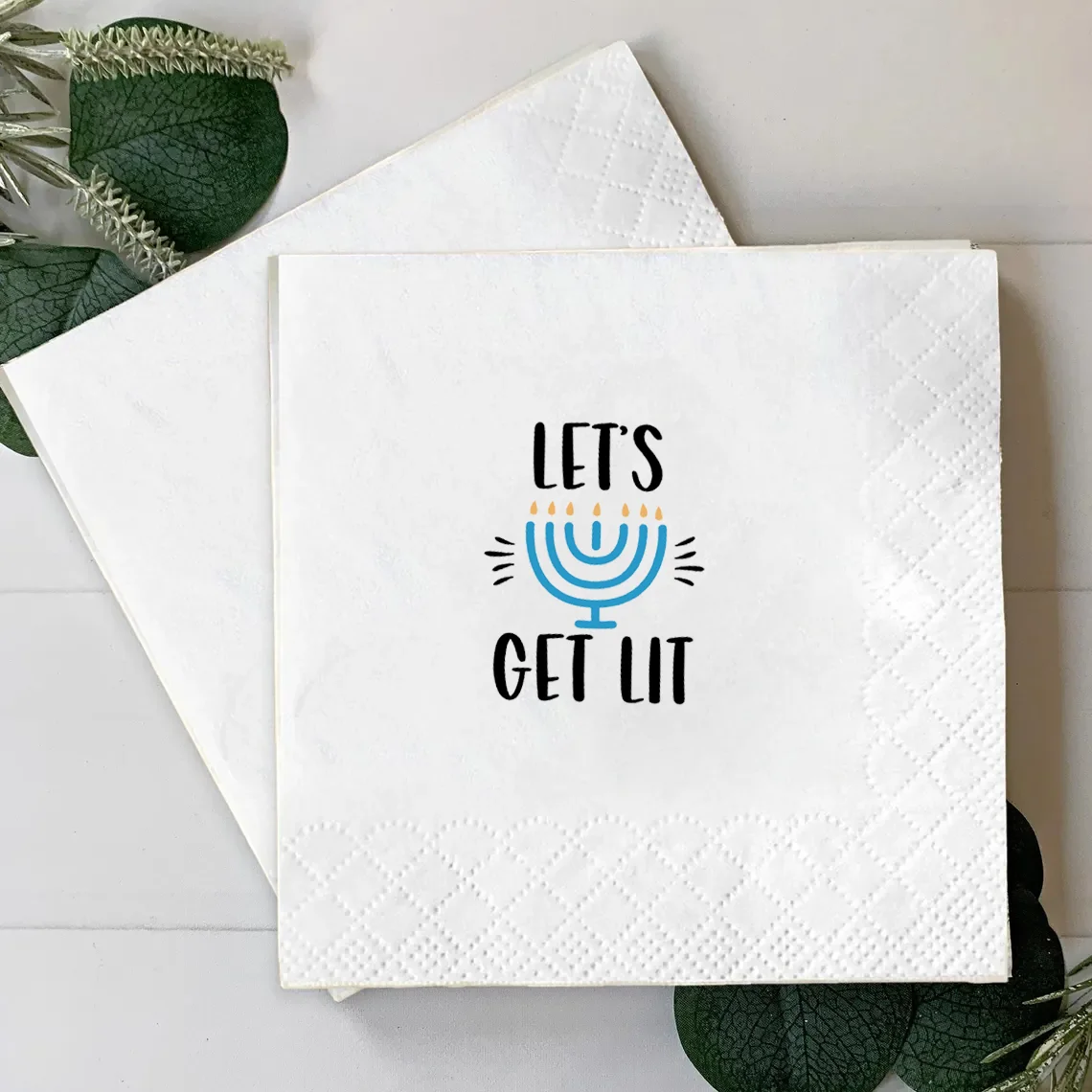 

20pcs Funny Let's Get Lit Beverage Napkins Hanukkah Party Supplies Celebrate with Family Friends Elegant Festival Table Decor