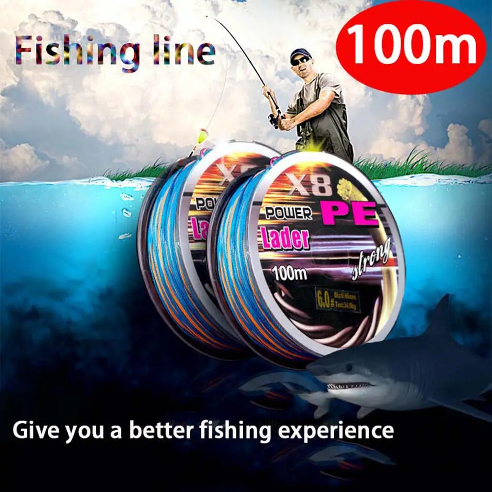 

YFASHION 100m/1roll 8-strand Colorful Pe Fishing Line Long-distance Casting Fishing Cable