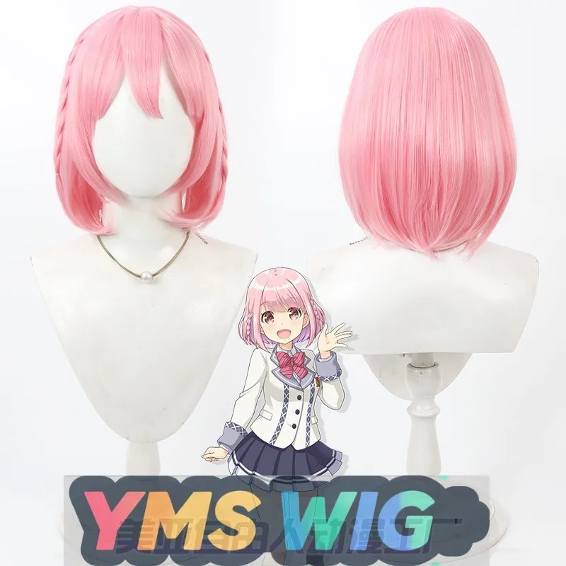 

【YMS WIG】Hoshizaki Akari Косплей Парик, Sound Voltex Аркадная музыкальная игра Розовая кожа головы Боб Cut