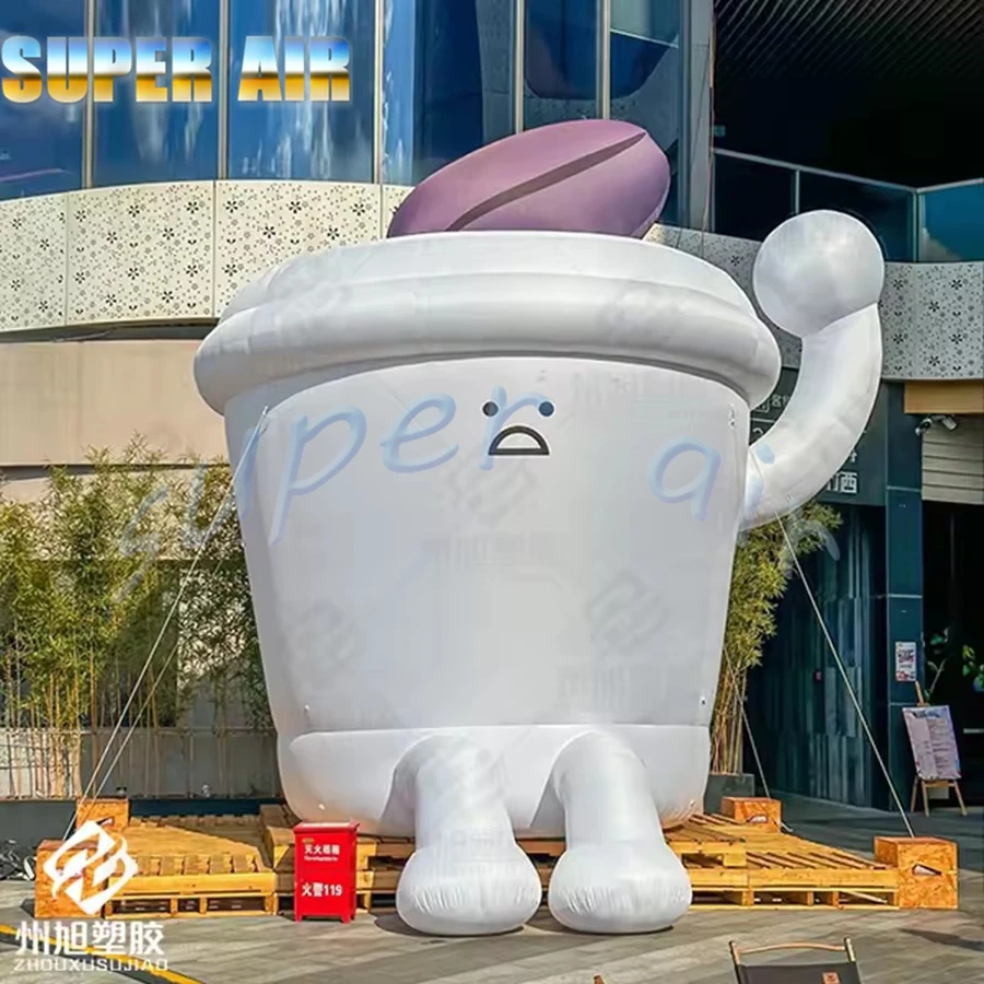 Customized giant inflatable cartoon coffee cup doll,inflatable drink cup,outdoor activities decoration advertising props