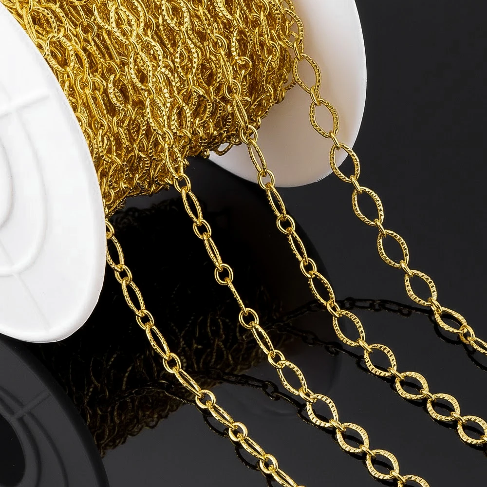 

2 Yards 18K Gold Color Plated Metal Chains For Needlework Handmade Chains For Jewelry DIY Necklaces Bracelets Making Accessories