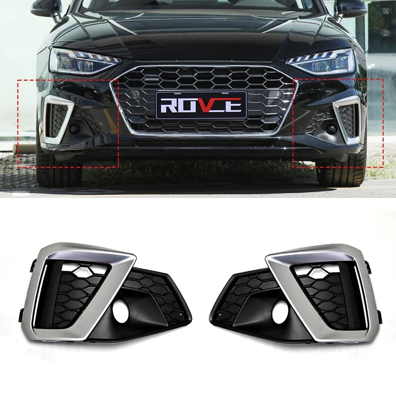 

ROLFES 2Pcs Front Bumper Fog Light Lamp Grille Protector Cover Trim For A4L 2020-2022 Car Accessories