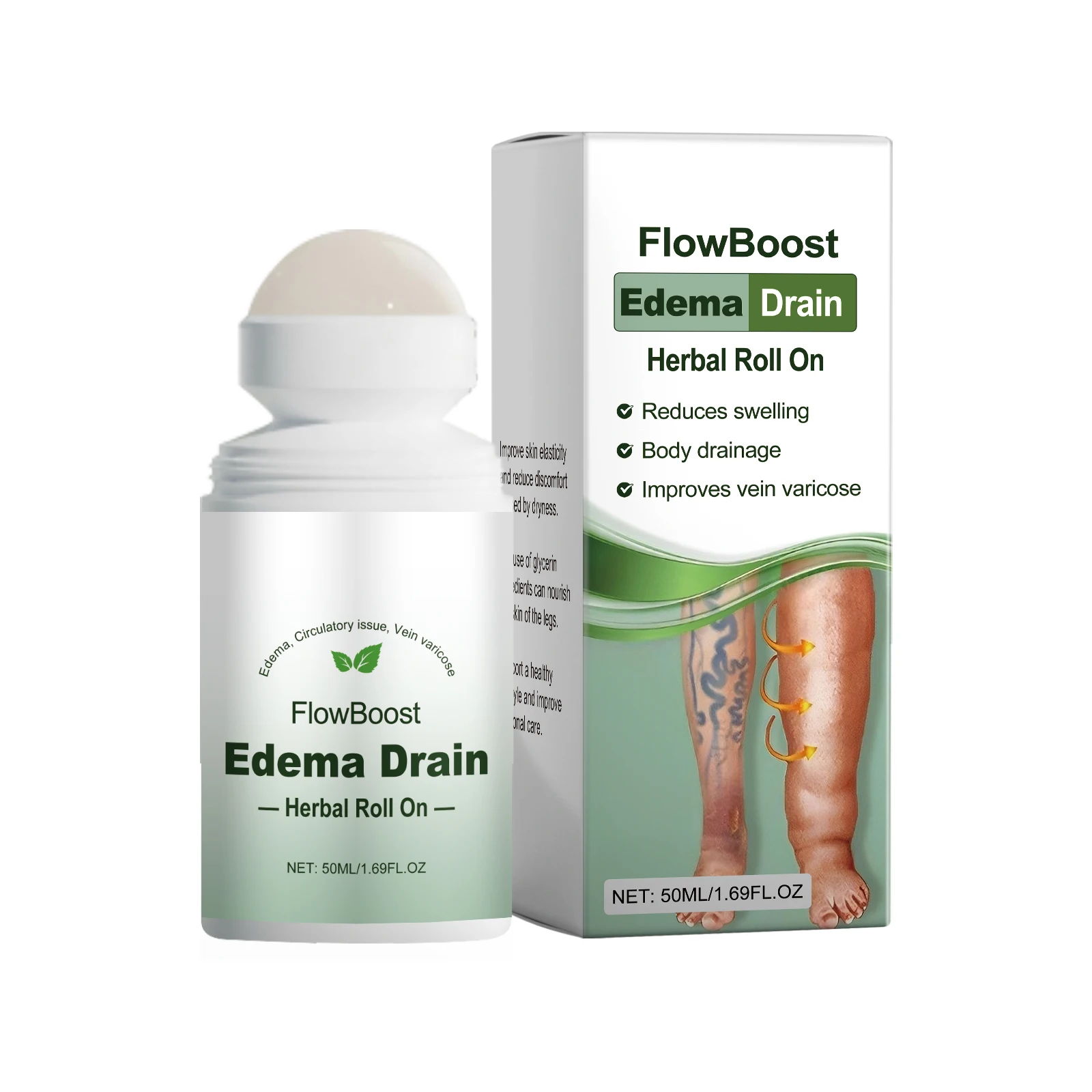 Vasculitis Cream for Varicose Veins Remove Leg Swelling Removal Lymphatic Drainage Leg Massage Edema Treatment Herbal Roll On